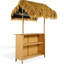 Mobilier de bar d'extérieur style avec auvent, plateau en bois, pieds réglables, rangement pratique pour une utilisation de style hawaïen, construction en gazon synthétique, durabilité des pieds et
