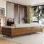 Canapé moderne 111,81 po 4 places avec accents noyer et tissu lavable - gris clair