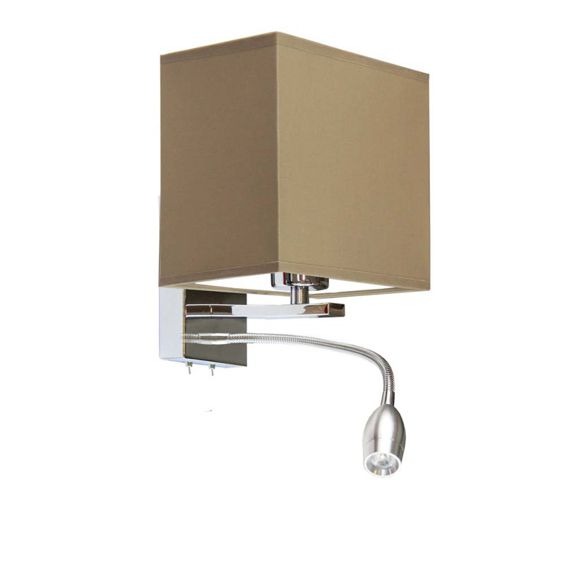 Audreena LED Armed Sconce, Chrome, Beige
