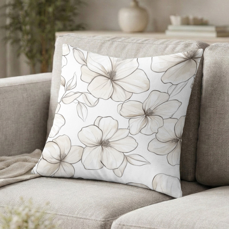 Coussin Floral, H 18 po x l 18 po