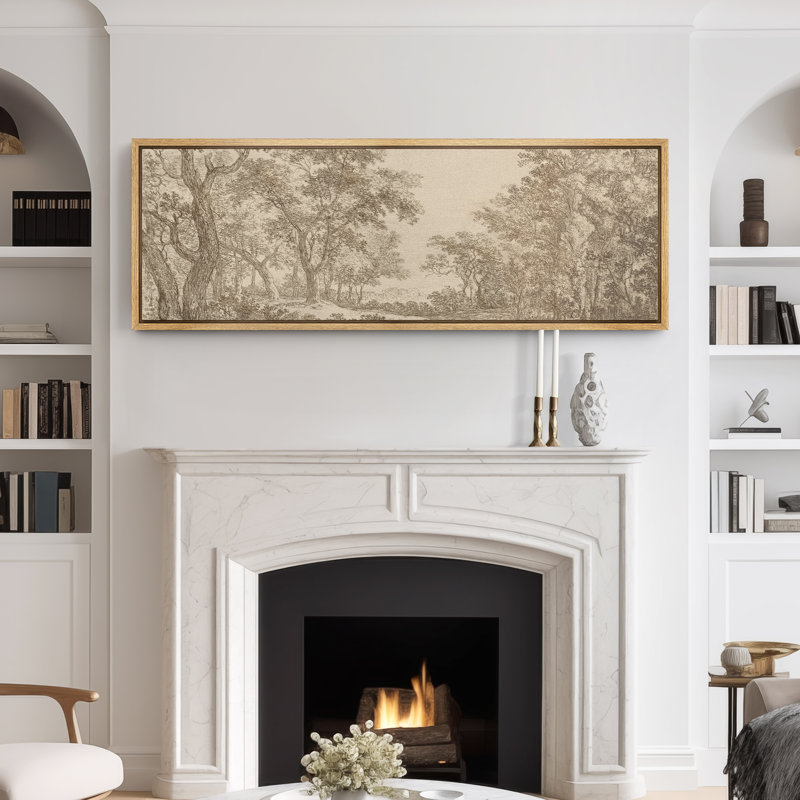 Grande impression sur toile encadrée - impression de paysage rétro pour décoration rustique, H 20 po x l 60 po, Naturel
