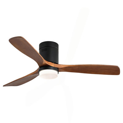 Ventilateur de plafond 52 pouces avec lumières et 3 pales en bois massif