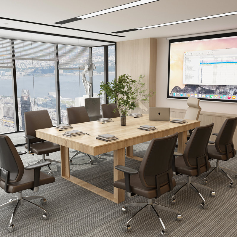 86.6'' Rectangle Conference Table, Brown