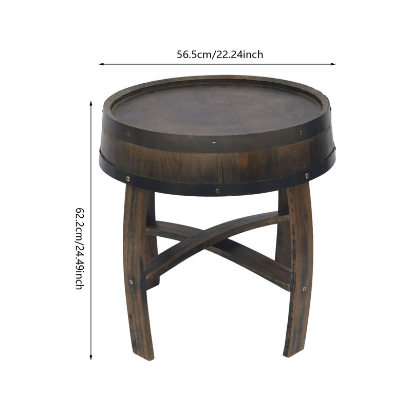 Round Barrel-Style Side Table End Table