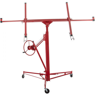 Drywall Rolling Lifter Panel, 16ft Sheetrock Lift Drywall Lift, 150lb Weight Capacity Panel Hoist Jack Tool, Steel Material w/Telescopic Arm & 3 Lockable Wheels, 48x192 in Plasterboard Size