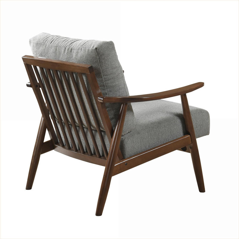 Chaise d'appoint pour adultes gris clair, chaise d'appoint de salon moderne avec structure en bois massif brun noyer, sièges d'appoint pour bureau de chambre à coucher