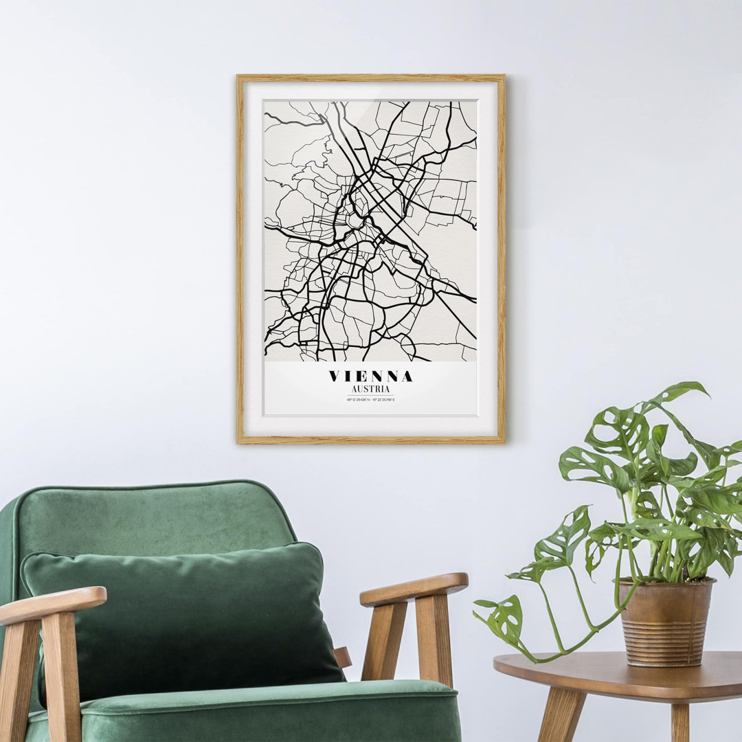 Gerahmter Grafikdruck Classic Vienna Street Map