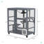 Indoor Cat Enclosure On Wheels, Wooden Kitty Cage With Cat Flap Door