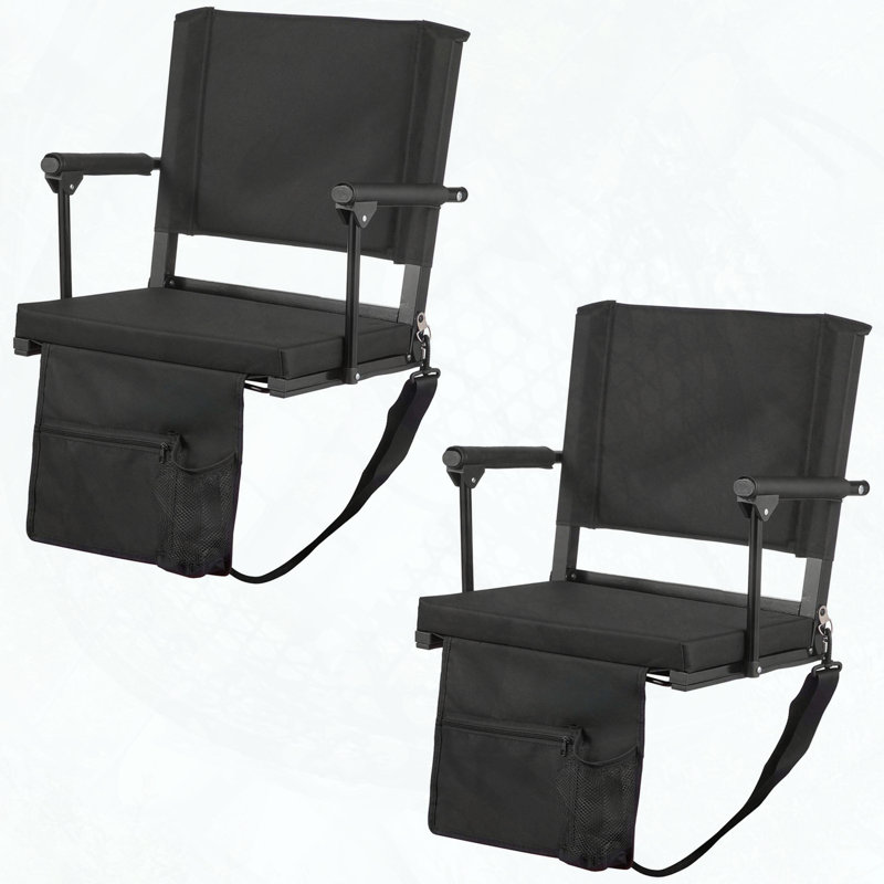 Sièges portatifs portatifs avec accoudoirs, porte-gobelet et bandoulière (ensemble de 2)