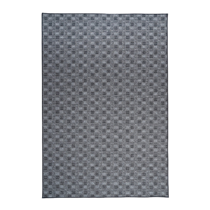 Tapis noir abstrait intérieur / extérieur, Rectangle 10 pi x 13 pi