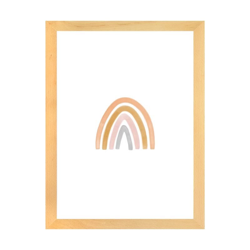 Aquarelle arc-en-ciel II - impression, Blanc, Papier avec cadre beige, H 32 po x l 24 po x P 1 po