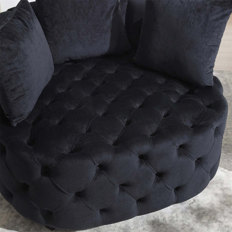 Furniture,Accent Chair / Classical Barrel Chair for living room / Modern Leisure Sofa Chair, Black Velvet