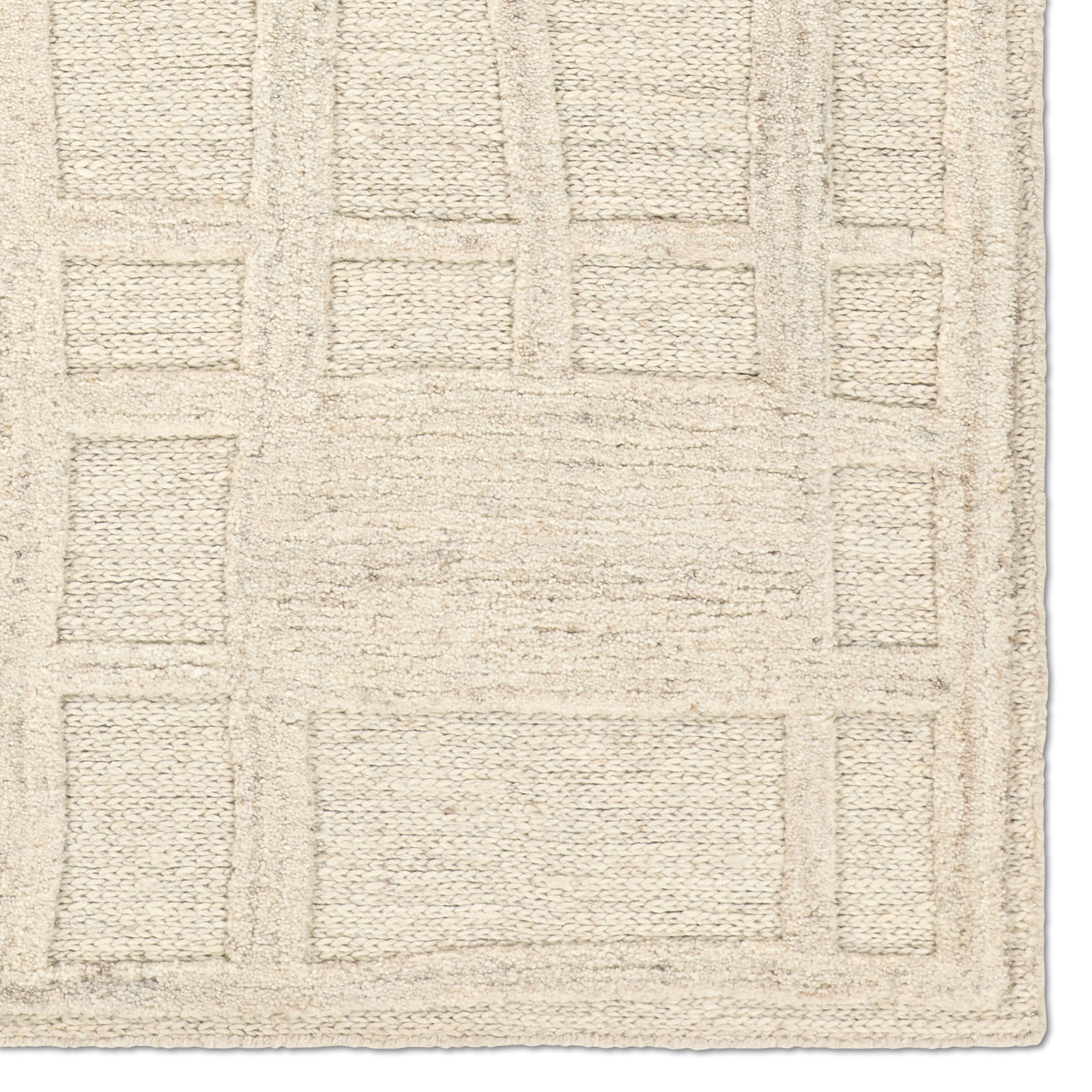 Cream Hand-Tufted Geometric Rug, Rectangle 7'9" x 9'9"