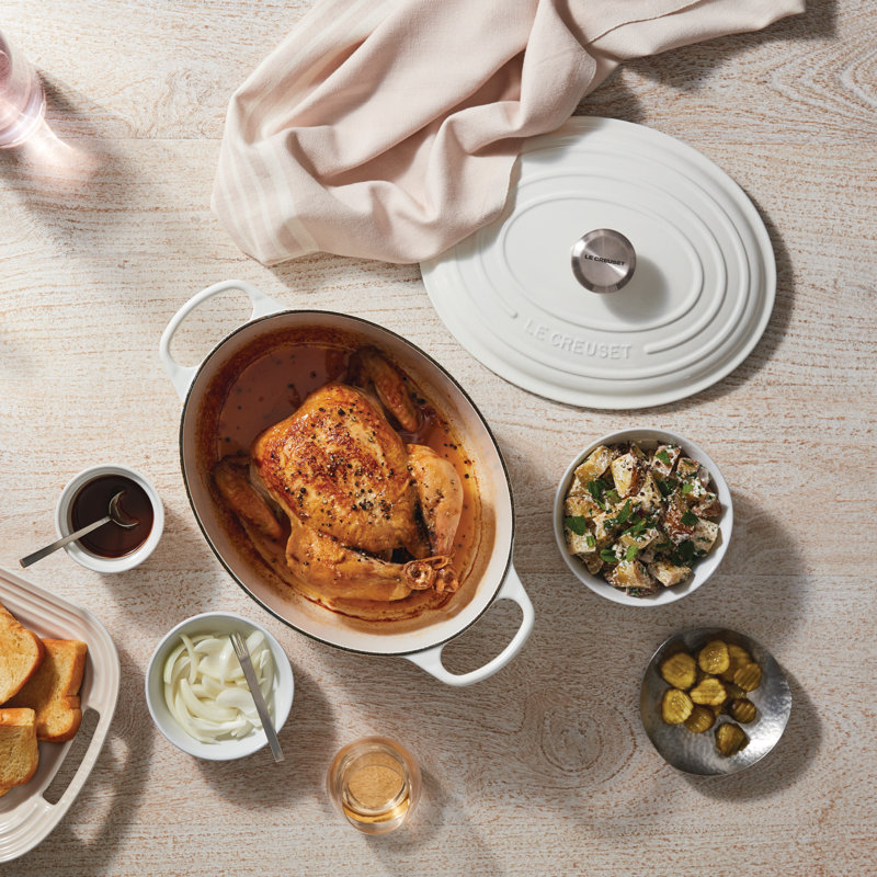 Le Creuset Enameled Cast Iron Oval Dutch Oven with Lid, 6.75 quarts, White