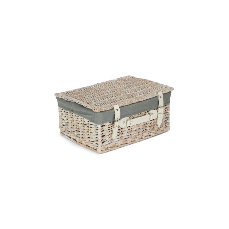 Wicker Basket with Lining, Buff Hamper/Red Lining