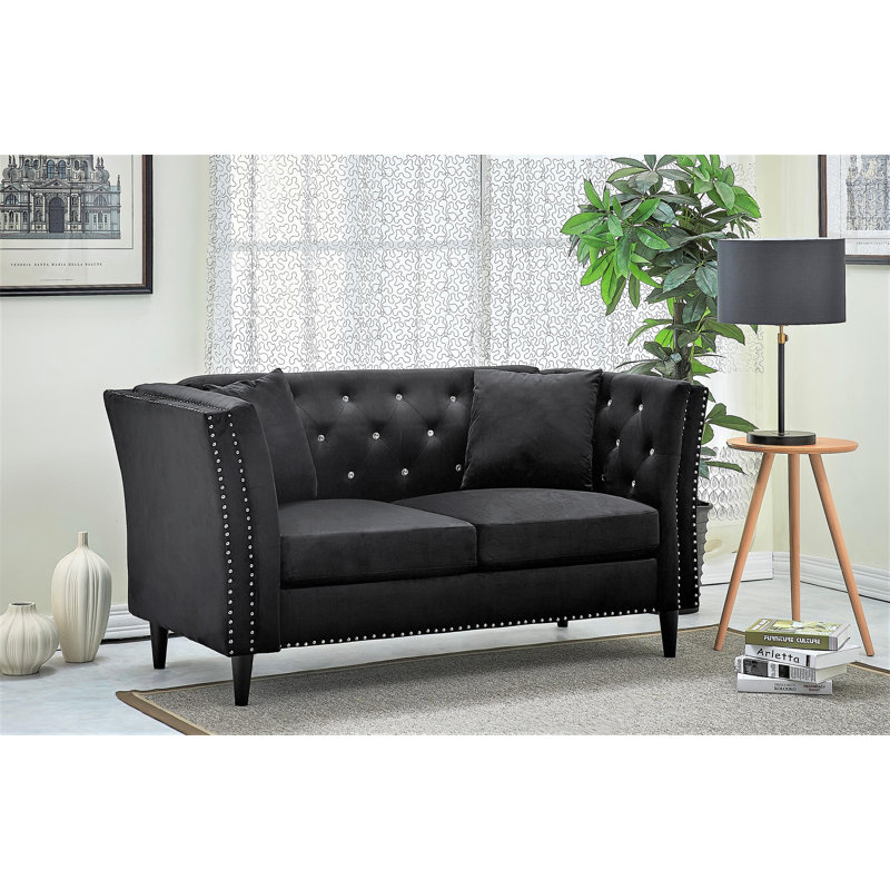 Cloyd 62.2'' Velvet Loveseat, Black