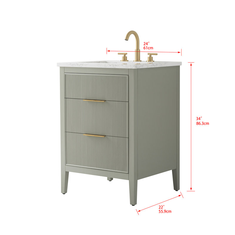 Emma 24" W Single Vanity, Light Sage
