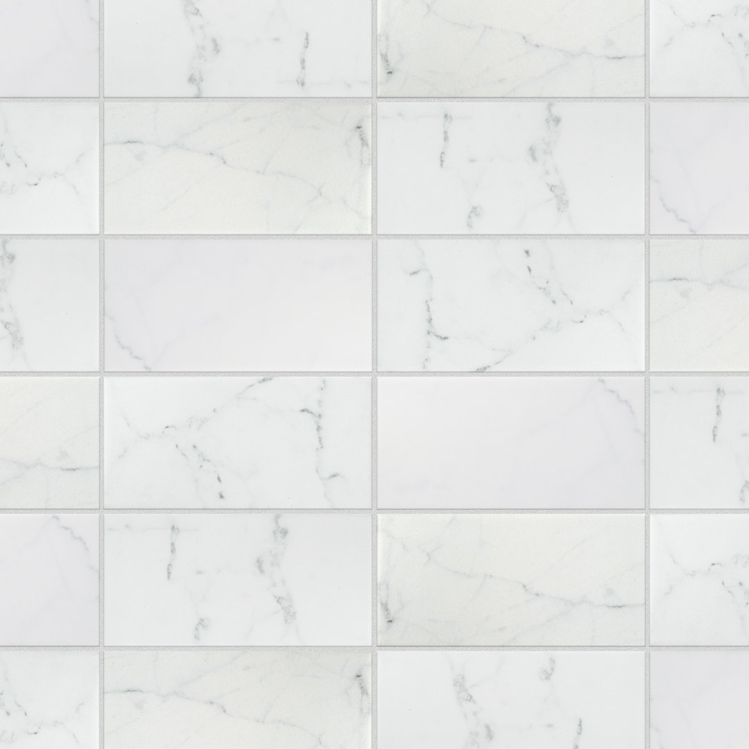 Classico Carrara 3" x 6" Ceramic Stone Look Subway Wall Tile Merola Tile