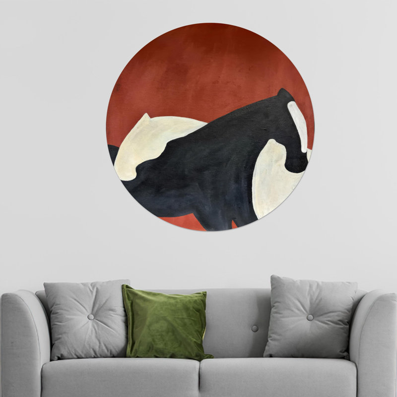Art mural en verre moderne abstrait avec un couple de chevaux idéal pour une pendaison de crémaillère, H 28,3 po x l 18,1 po