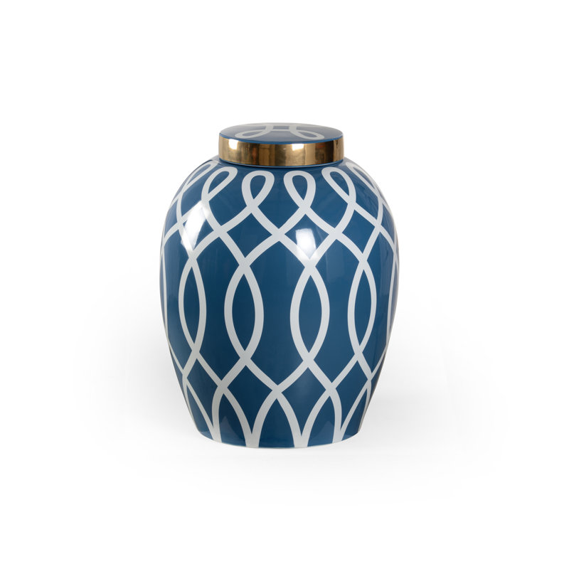 Sarah Ceramic Jar, Blue/Gold