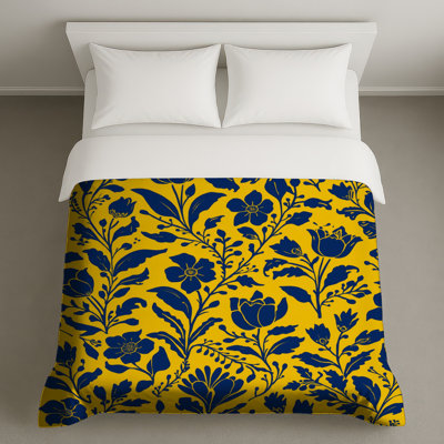 Yellow Blue Floral Pattern Duvet Covers