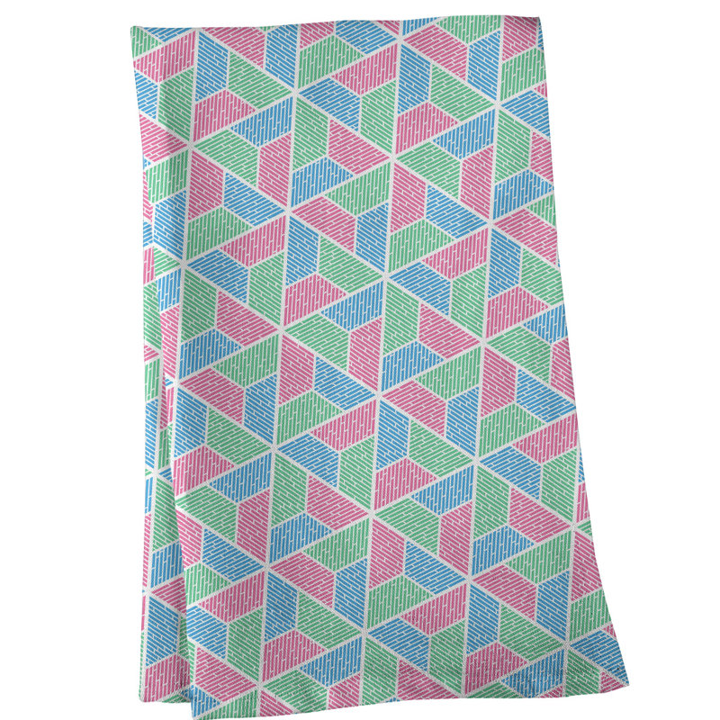 Serviette à thé trapézoïdals Mcguigan, Polyester sergé, Bleu / Mauve