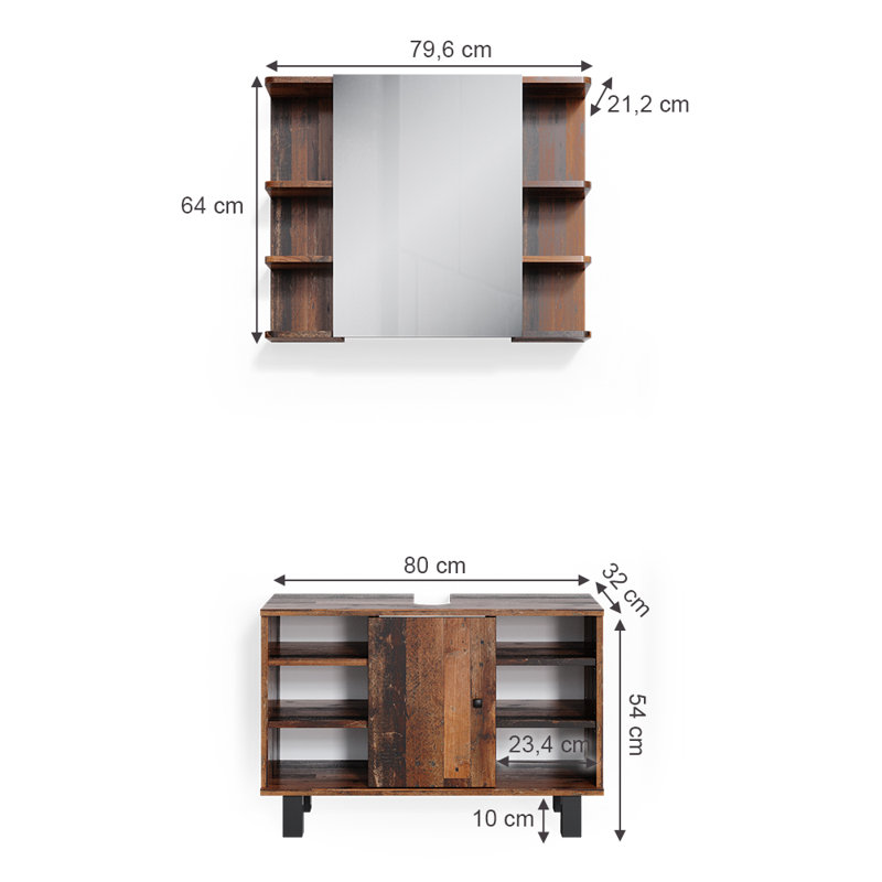2 Teilig Badmöbel Bodan Oldstyle Set