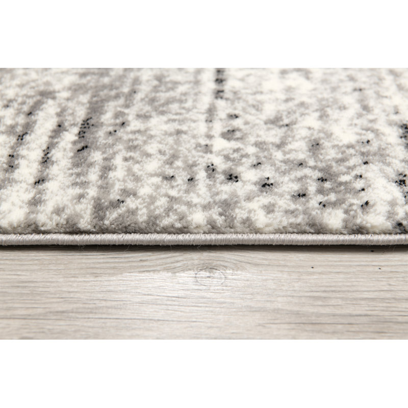 Tapis gris à motif abstrait Dillup-Jones, Rectangle 6 pi 6 po x 9 pi 4 po
