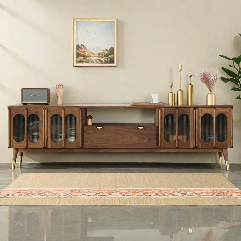 Meuble télé en noyer noir, 70.9"
