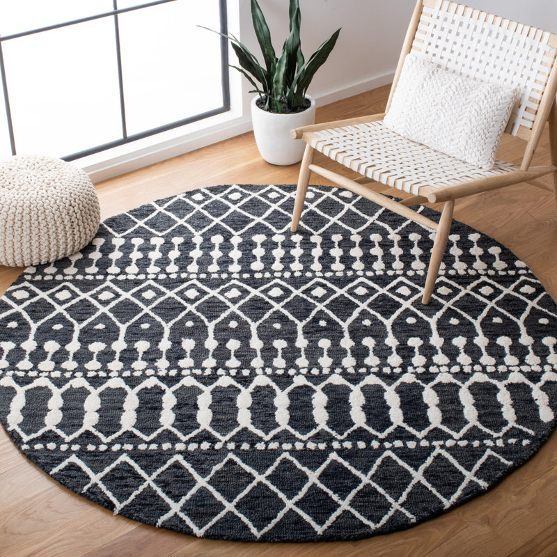 Tapis en laine touffeté à la main Dillard, Rond 6 pi