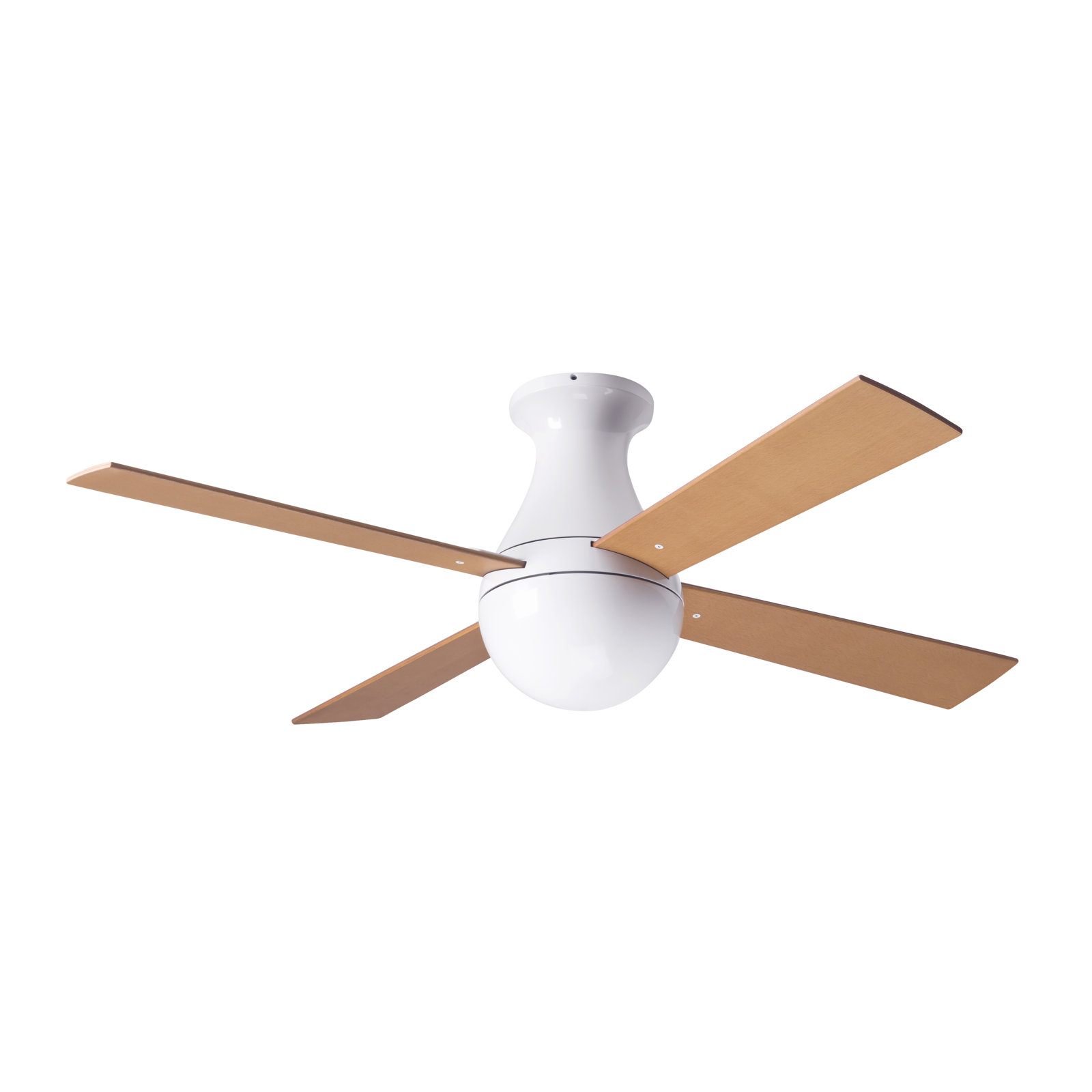 Ball 42'' 4 Blade Ceiling Fan, Gloss White, Maple, Wall Control with Remote Handset (2-wire)