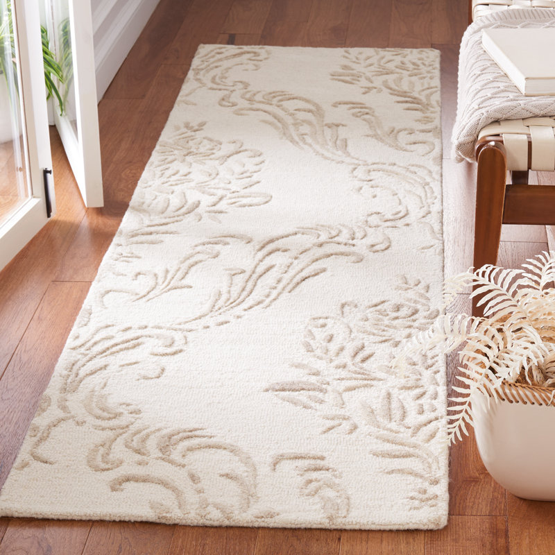 Tapis floral en laine / coton touffeté à la main Jardin, Tapis de couloir 2 pi 3 po x 8 pi