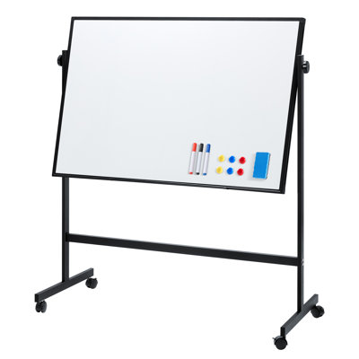 Dual-Sided Magnetic Dry Erase Board, Freestanding Reversible Magnetic Whiteboard, 46''X 32''