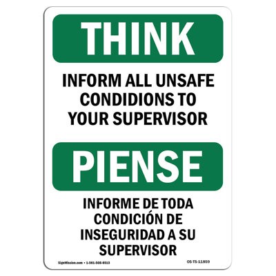 Report All Unsafe Conditions Supervisor Aluminum Sign 12 x 18