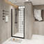 Porte de douche pivotante 34 po x 72 po - Cadre en aluminium noir mat, demi-cadre, verre trempé de 1/4 po avec film antidéflagrant