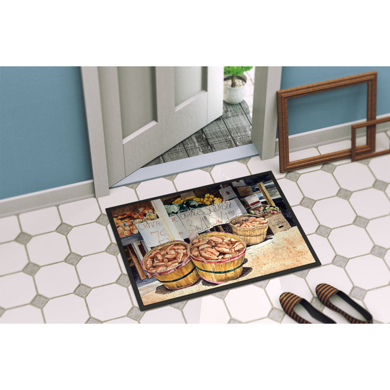 Tapis de porte pour l’extérieur anti-dérapant à crawfish avec épices et maïs, Rectangle 1 pi 6 po x 2 pi 3 po