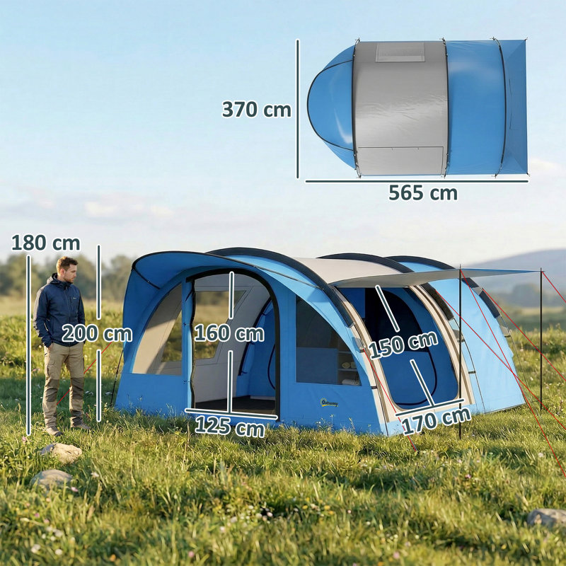 4 Person Tent, Sky Blue/Grey