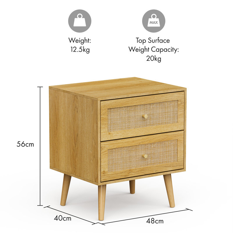 48cm W Manufactured Wood Bedside Table