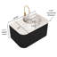Meuble-lavabo de salle de bain Dina 30 po avec lavabo, meuble de rangement mural à bords arrondis flottants avec tiroir Dina, lavabo rond en céramique blanc avec motif de pierre, pré-assemblé, grain de bois Natura-1373174857