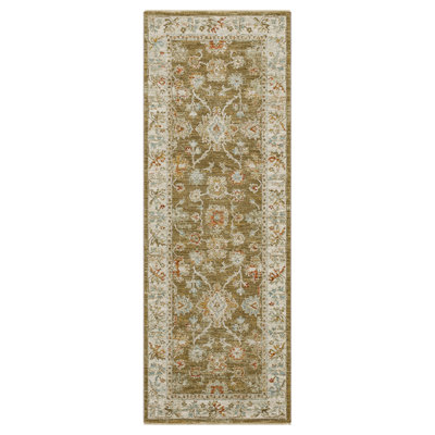 Iznik Oriental Ivory/Green Woven Area Rug