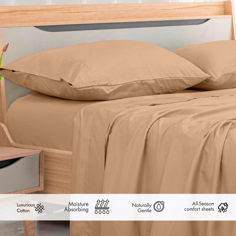 Royale Linens 300 Thread Count 100% Long Staple Combed Cotton Flat Sheet - Super Soft - Top Sheets - Flat Sheet Sold Separately - Breathable, Cool & Crisp Percale Sheets Only