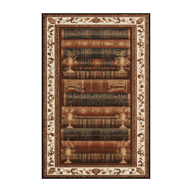 Tapis brun français lavable à la machine, Rectangle 6 pi x 9 pi