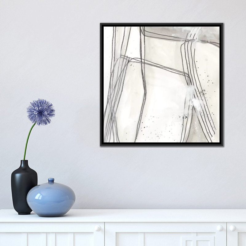 « abstract logic ii », reproduction d’art sur toile tendue, H 18 po x l 18 po x P 1,5 po, Toile encadrée noire, Pas de tapis