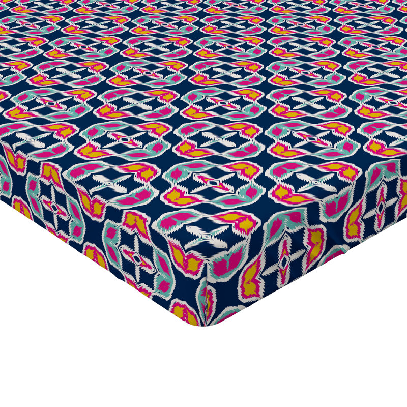 Ambesonne Psychedelic Fitted Sheet Trippy Blossoming Boho Dark Lavender Hot Pink, Queen Fitted Sheet