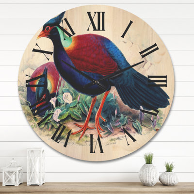 Horloge murale en bois Birds in the Wild II