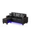Méridienne modulaire réversible en PVC de 74 po de large Sorenza avec lumière DEL, port USB, garniture cloutée, coussins décoratifs, coussin touffeté-123140477