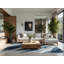 Tapis moderne et contemporain doux en peluche Eilers Canoe Sprint en bleu - Reliure bleu ciel-82900017