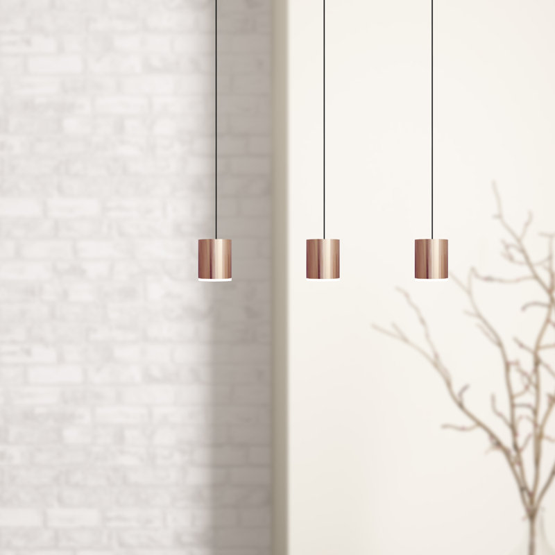 Luminaire suspendu linéaire à 3 lumières pour îlot de cuisine Andromedae, Cuivre