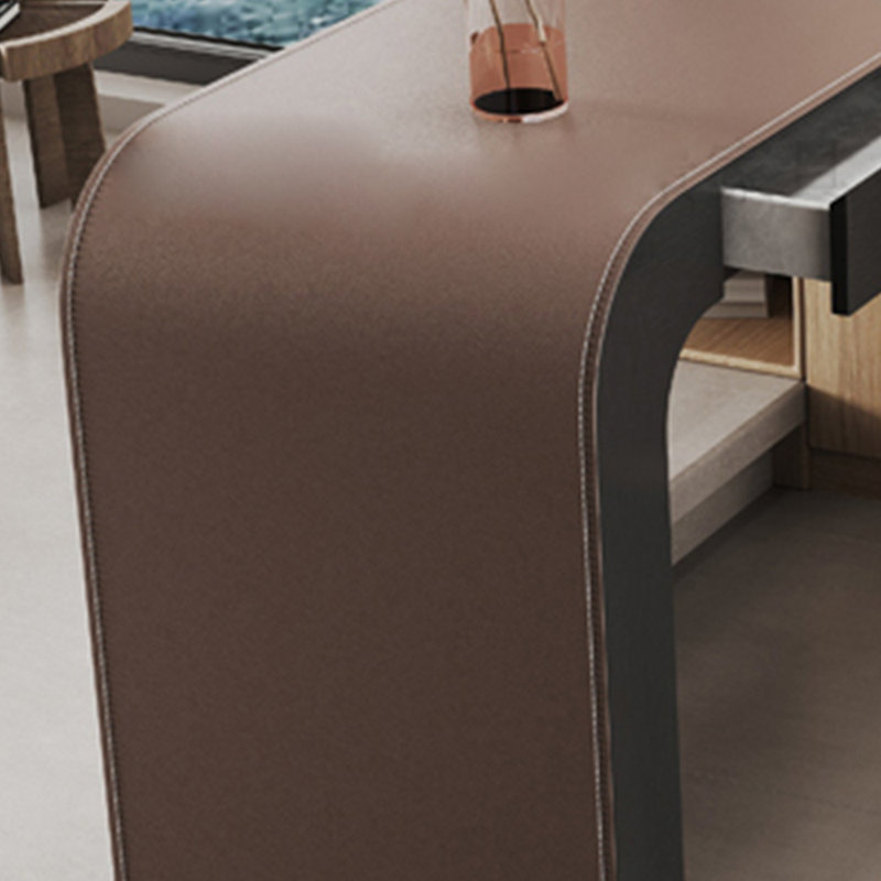 Table de bar en cuir italien, 39.3"H x 70.8"L x 15.7"W