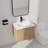 24" Single Sink Wall Mounted Bathroom Vanity,Floating Vanity With 2 Doors and White Resin Top